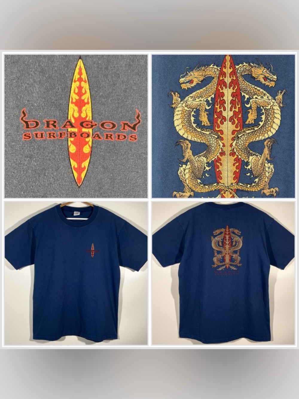 Vintage 90s Crazy Shirts Hawaii Dragon Surfboards Single Stitch T Shirt Sz L USA